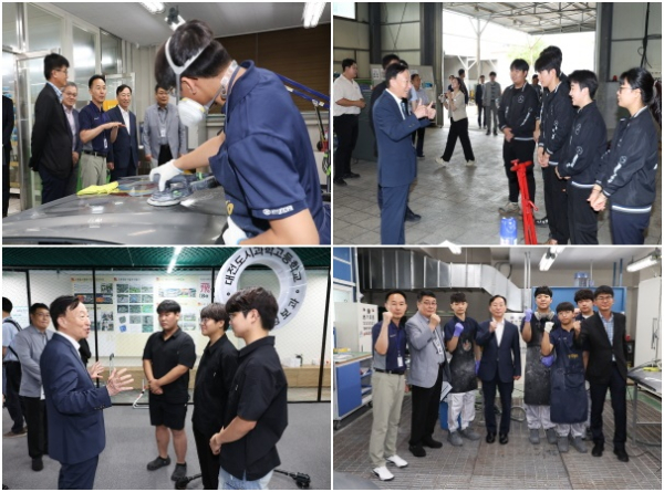 제59회 전국기능경기대회 참가선수 및 지도교사 격려하고 있는 설동호 교육감 모습