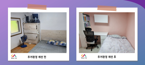 주거환경 개선이 완료된 드림스타트 아동 거주 주택(주거환경 개선 전/후)