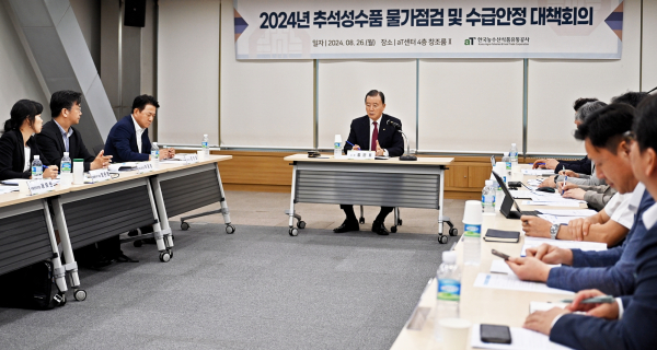 긴급 물가점검 대책회의를 주재하는 홍문표 aT 사장