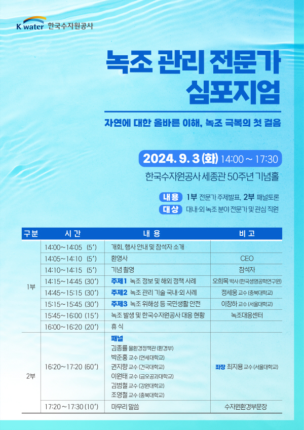 ‘녹조 관리 전문가 심포지엄’ 포스터