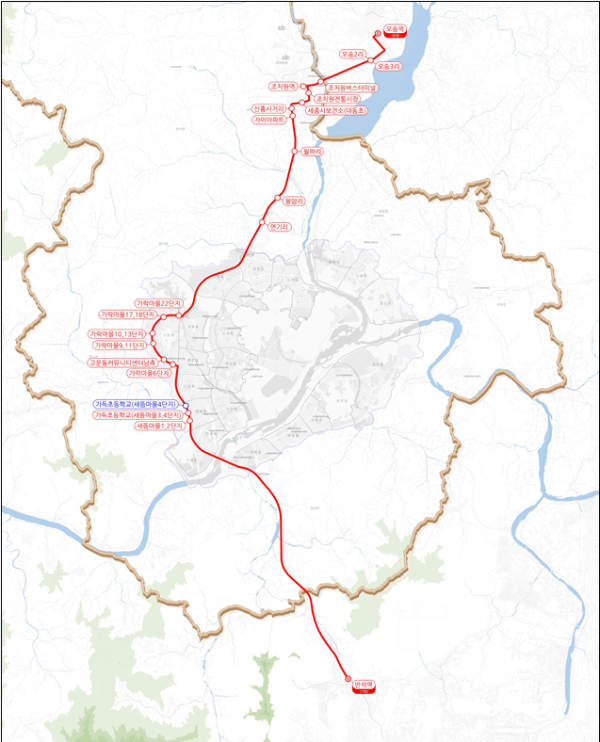 세종시 1003번 버스 노선도