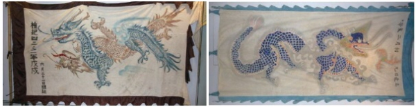 (좌)신평 도성리 용대기, (우)합덕 하궁원리 용대기