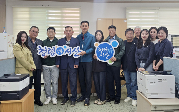 서산시 공보담당관실, 언론인과 함께 청렴캠페인 진행 단체사진