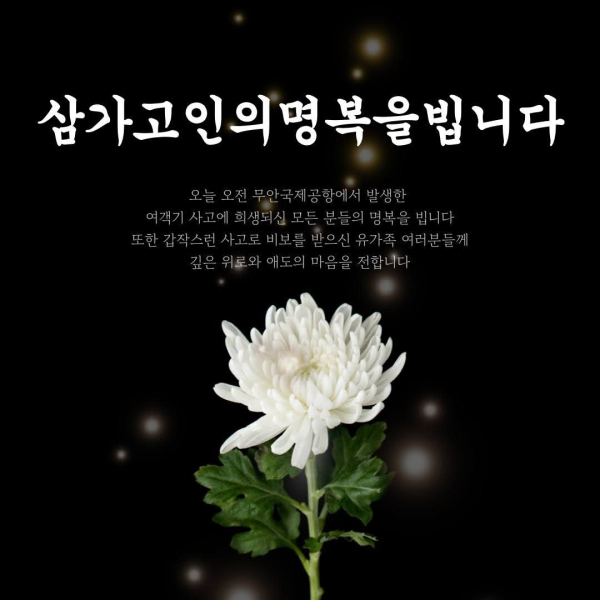 이장우 대전시장이 29일 자신의 페이스북에 무안공항 여객기 참사 애도 사진을 게시했다. (사진=이 시장 페이스북 갈무리)