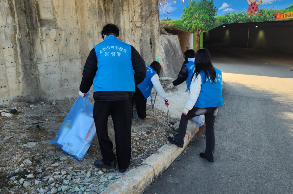 천안시 문성동 자생단체 회원과 자원봉사단체 회원들이 환경정비 활동을 펼치고 있다./사진=문성동 제공