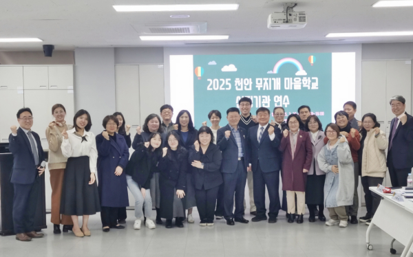 천안행복교육지구 무지개마을학교 선정기관 연수 진행 모습