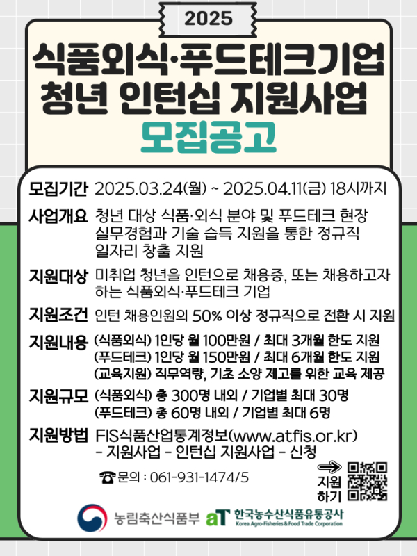 인턴십 지원사업 참가기업 모집(포스터)