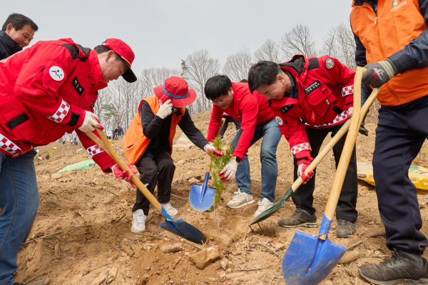 식목일 기념  나무 식재 모습