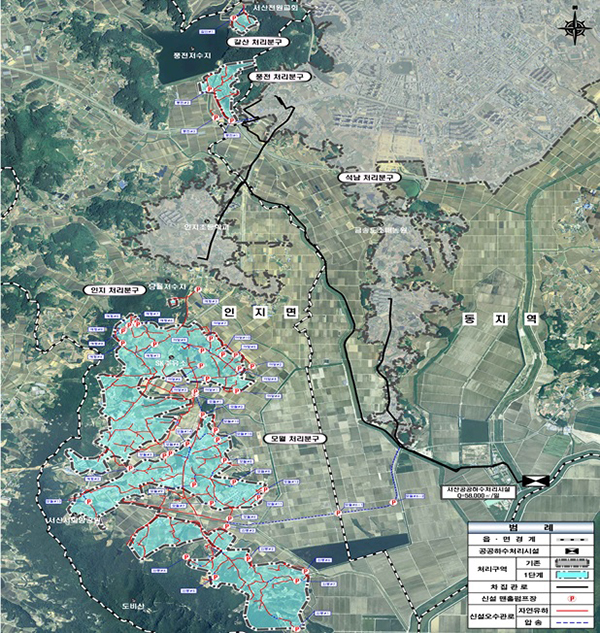 서산처리구역(모월·풍전) 하수관로 정비사업 위치도