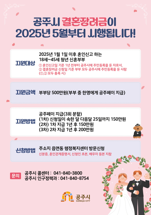 5월부터 ‘결혼장려금’ 지급 홍보문