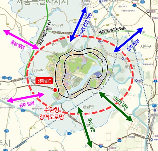 행복도시 방사·순환형 도로망 개념도