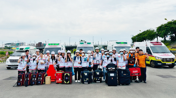 24일, 조치원읍 조천교에서 '세종·충북 합동 불시 출동 훈련' 단체사진