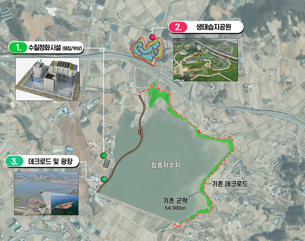 도심주변 친환경호수(잠홍저수지) 조성 사업 조감도