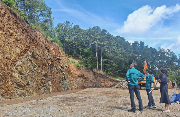 송무경 공주시 부시장,  집중호우 피해 현장점검 모습