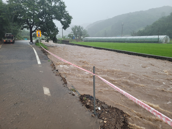 지난달 집중호우로 피해를 운곡면 추광리의 모습