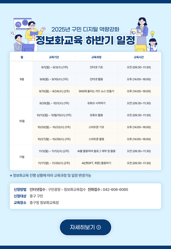 대전 중구 구민 디지털 역량강화 교육 일정