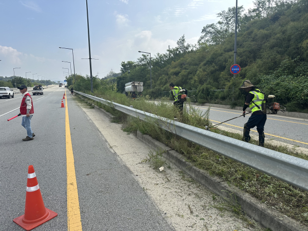 도로변 예초작업 모습