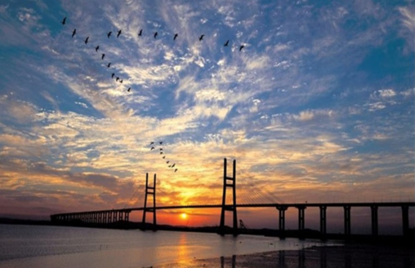 행담도휴게소(석양을 배경으로한 서해대교)