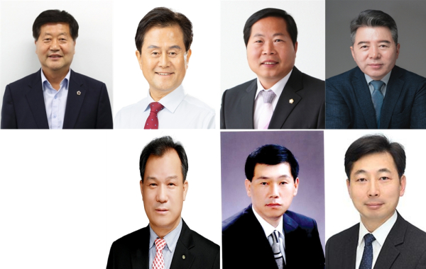 이영우 전 충남도의원, 엄승용 보령발전협의회장, 박상모 보령시의원, 김기호 전 보령시장 후보, 김정훈 보령시의회 부의장, 명성철 전 충남도의원, 임세빈 전 보령시의원