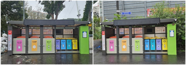 재활용품 분리배출 거점장소 ‘클린하우스 설치 모습 (석교동, 산성동)