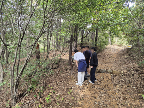 지난 17일 국립대전숲체원에서 느린학습자 청년들이 ‘오리엔티어링’ 프로그램에 참여하고 있다.
