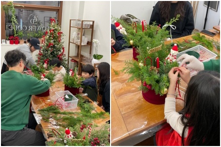 ‘성탄의 빛 품은, 벨벳 생화 캔들박스’ 만들기 체험 프로그램 진행 모습