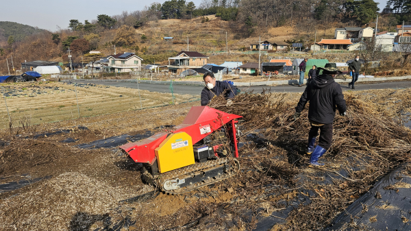 신탄진농협 영농부산물 파쇄지원 모습