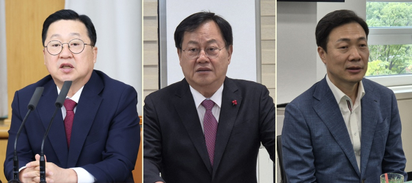 (왼쪽부터) 국민의힘 이장우 대전시장, 이은권 대전시당위원장, 이택구 유성구갑 당협위원장