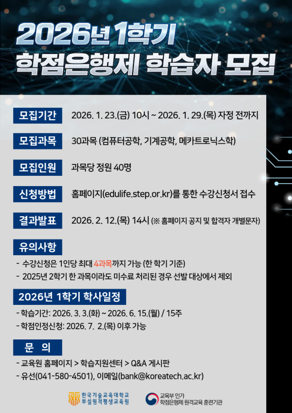 공학계열 1,400명 학점은행제 학습자 모집