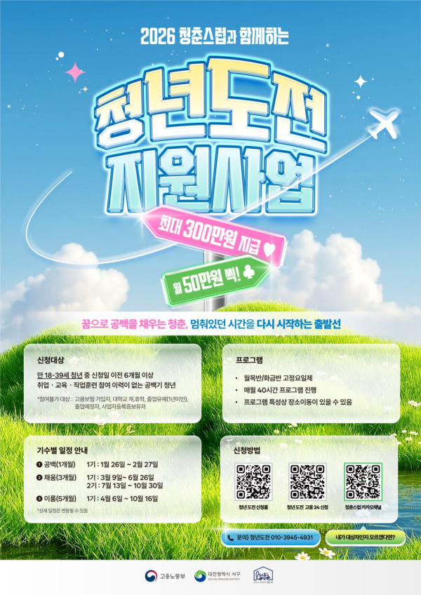 대전 서구 2026년 청년도전 지원사업 홍보물