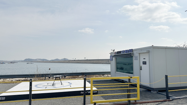 삼길포 좌대 낚시터 드론 배송 거점 모습