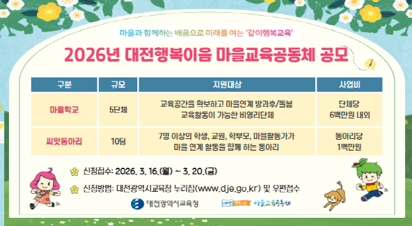대전행복이음 마을교육공동체 사업 공모 안내문