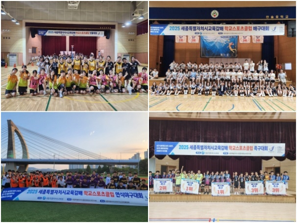 (시계방향) 넷볼, 배구, 족구, 연식야구