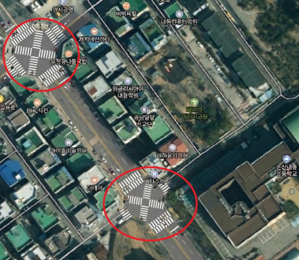 대각선 횡단보도 위치도