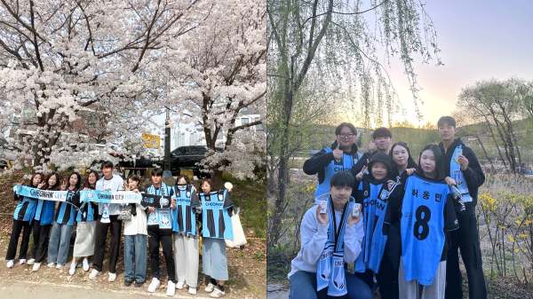 천안 지역 벚꽃 명소를 찾아 오프라인 홍보 활동 모습