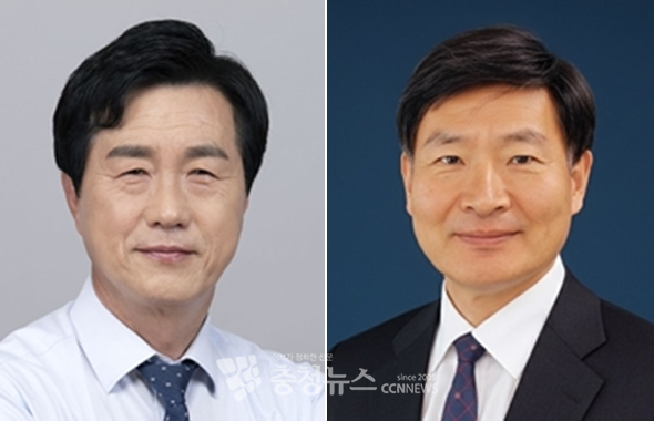 (왼쪽부터) 성광진 대전교육감 예비후보와 김영진 대전대 교수