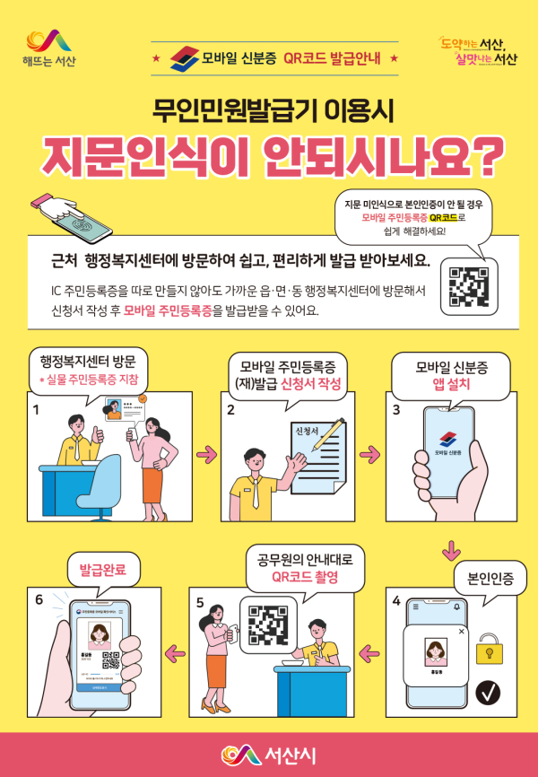 무인민원발급기 QR코드 발급 방법 안내 홍보물