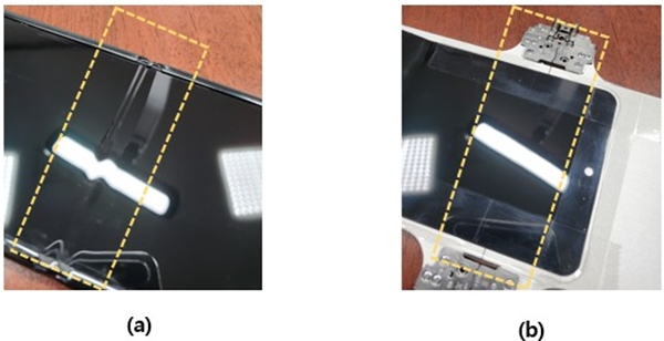 첨부 2. 일직선 형태 LED 전등을 비춘 디스플레이 면