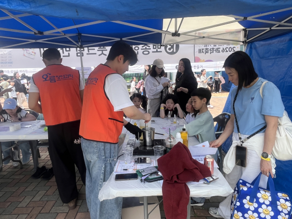 아산 장영실과학관 체험 부스 운영 사진