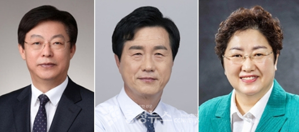 (왼쪽부터) 맹수석, 성광진, 정상신 대전교육감 예비후보