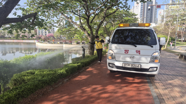 21일 중앙호수공원 일원에서 진행된 합동 방역