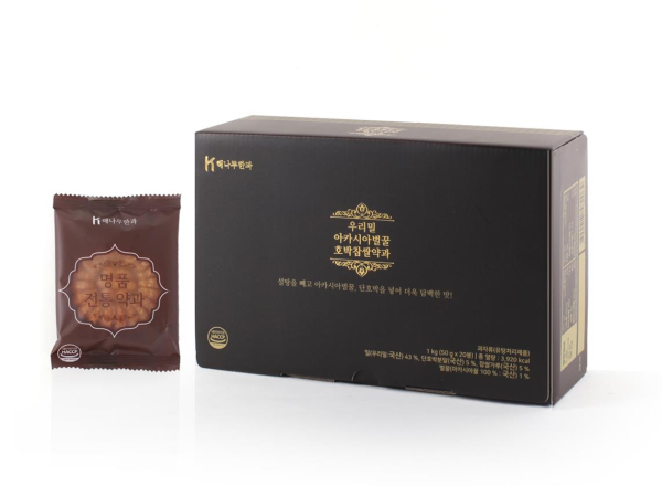 홈쇼핑 판매 예정인 우리밀 아카시아벌꿀 호박 찹쌀약과 이미지