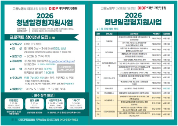 2026년 청년일경험지원사업 홍보 포스터