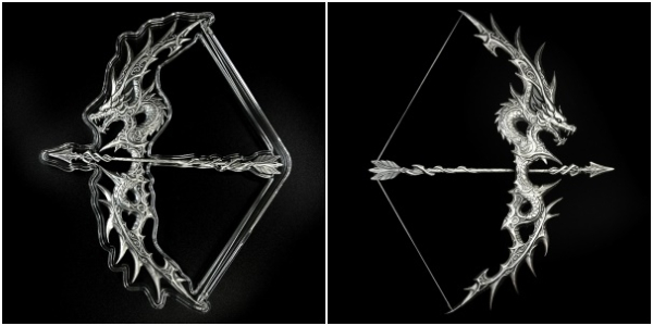 지신 드라코 활 메달 디자인/ 앞면(케이스 미포함), 뒷면(케이스 포함)