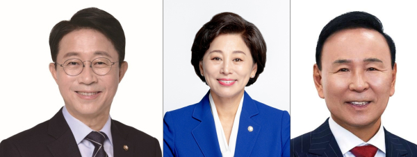 왼쪽부터 조정식(국회의장), 남인순(국회부의장), 박덕흠(국회부의장) 내정자