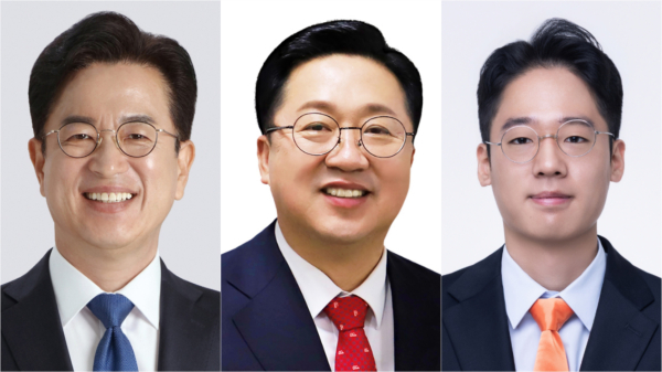 (왼쪽부터) 허태정 더불어민주당 후보, 이장우 국민의힘 후보, 강희린 개혁신당 후보