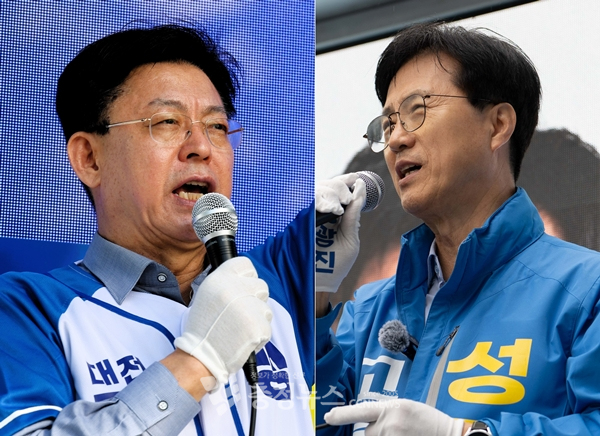 (왼쪽부터) 맹수석, 성광진 대전교육감 후보