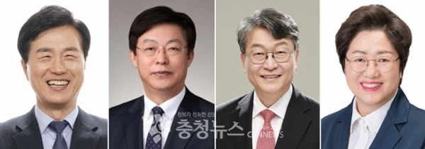 (왼쪽부터) 성광진, 맹수석, 오석진, 정상신 대전교육감 후보