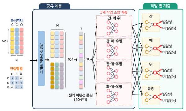 화학물질의 장기별 발암성을 예측하는 다중작업학습 인공지능 모델 구조