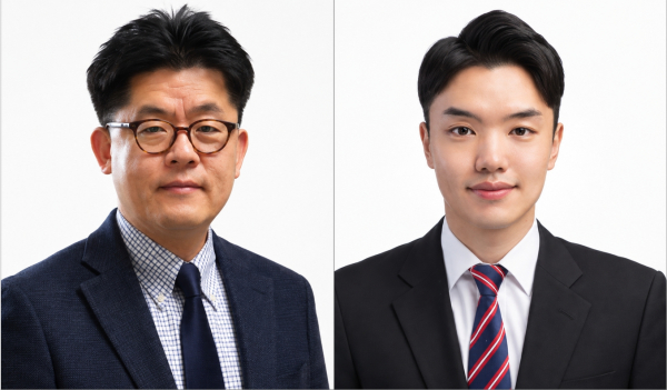 [왼쪽부터] 단국대 이용걸 교수 및 김두현 박사과정 수료생(대학원 화학공학과)